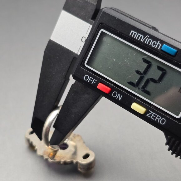 925 Silver-Plated Ring Size 7.5 VTG Glass Teardrop & Amber Cabochon Statement - Picture 6 of 14